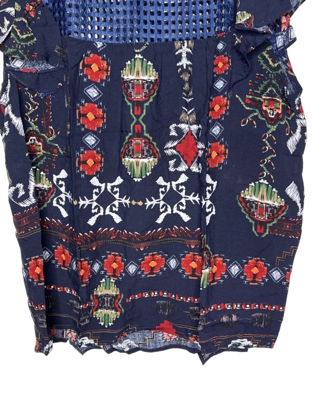 Hayden Womens Small Blue Floral Boho Blouse Short Sleeve Top - Picture 6 of 10